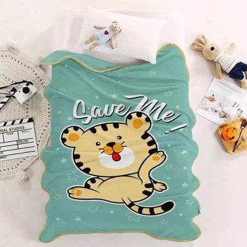 Premium Quality Cartoon Printed Fur Material Warm Blanket for Kids - BABY TIGER