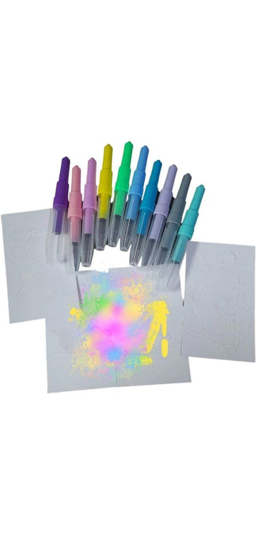 10 Color Spray Art Marker Blowpens with stencil