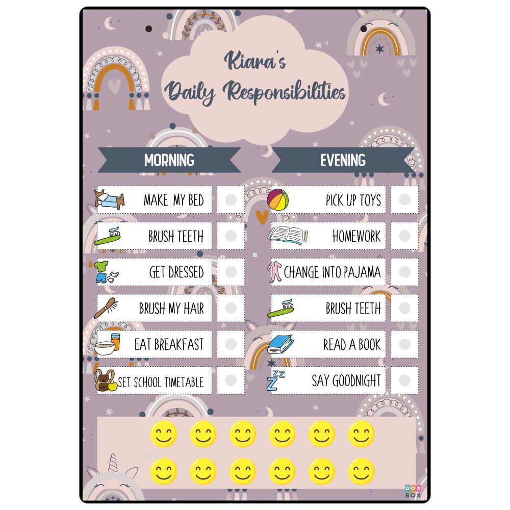 Daily Responsibility Chart - Boho Rainbow