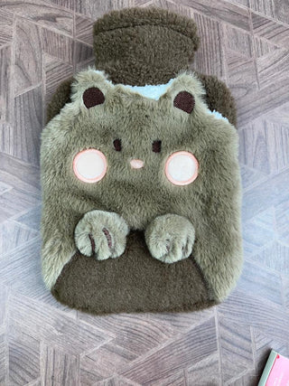 Cute Cartoon Plush Hot Water Bag With Pocket For Pain Relief