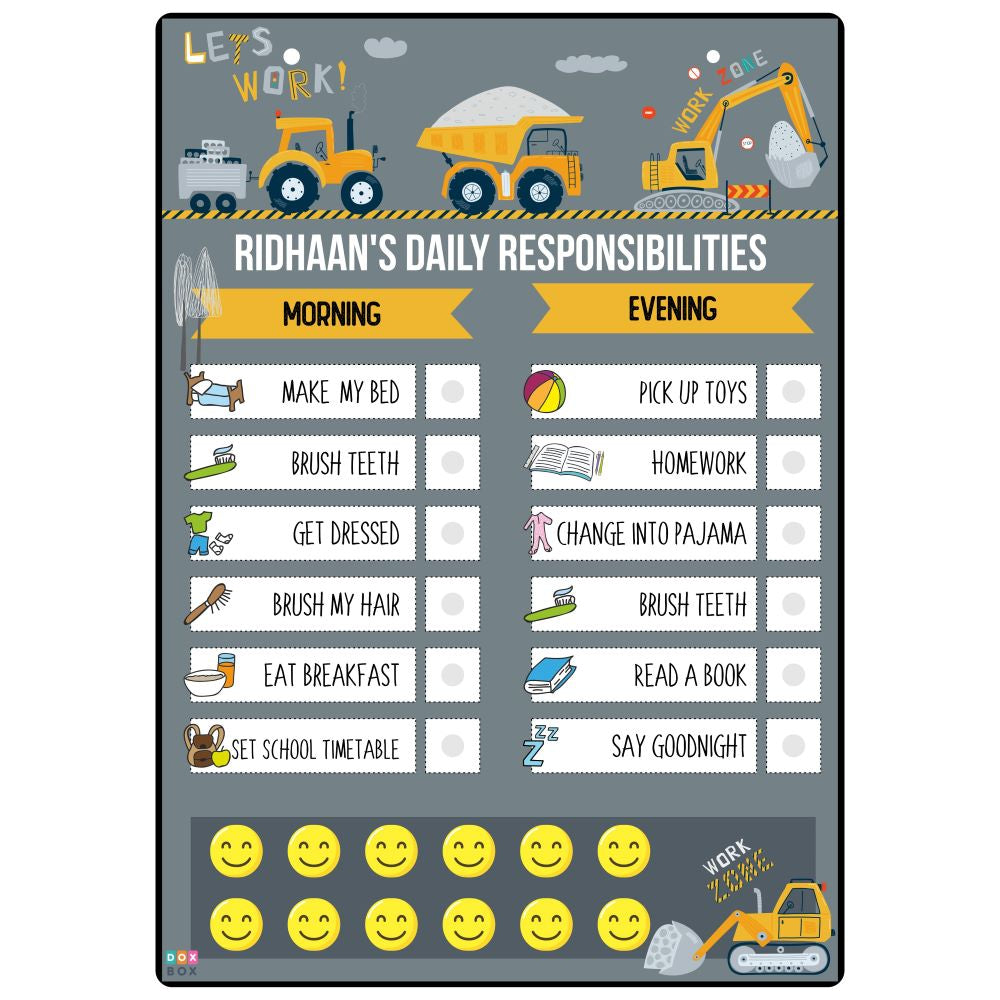 Daily Responsibility Chart - Construction Vehicle