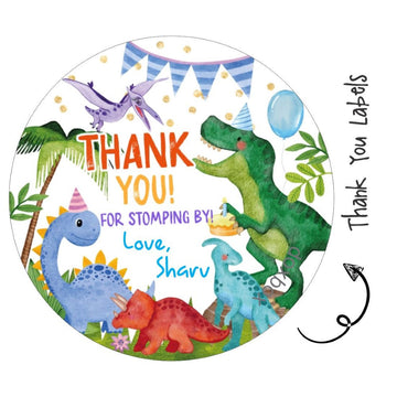 Round Thank You Label - Dino Party (24 Pcs)