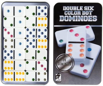 Dominoes Game Set – Double 6 Color Dot Dominoes, Set of 28 Dominos Game.