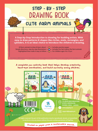 Step by Step Drawing Book – Cute Farm Animals