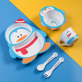 Penguin Bamboo Fiber 5 Piece Feeding Set - 100% bamboo No Plastic