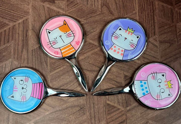 Cute Cat print  Makeup Hand Mirror Cosmetic Mirror - Random color