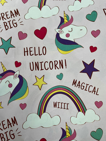 Beautiful Hello Unicorn  printed Gift Wrap- Pack of 10
