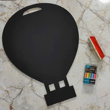 Hot Air Balloon Shaped Black Board with Colored Chalk & Duster