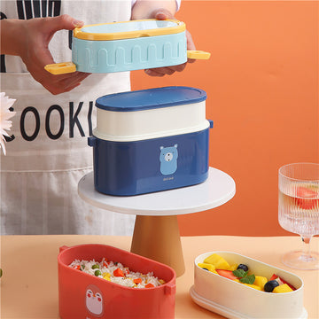 2 Compartment Air tight Tiffin with Handle & Push Lock (950ml )
