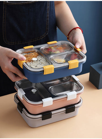 3 compartment Triple Grid Insulated Steel Lunch Box -750 ML