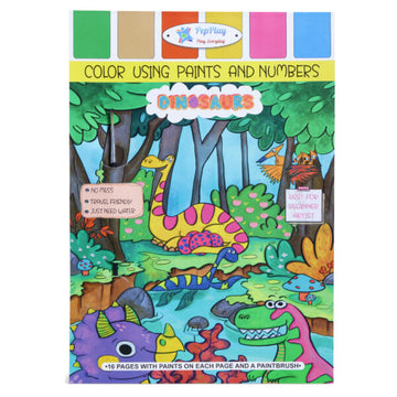 Dinosaurs Coloring Book - Colour Using Paints & Numbers