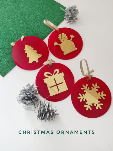 Acrylic Christmas Ornaments Set of 4