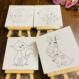 Art Lover Mini Canvas Cartoon Design Coloring Canvas Little Art Gallery for Kids