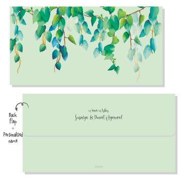 Envelope- Green Watercolor Leaves (20 pcs) (PREPAID ONLY)