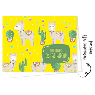 Personalised Gift Notecard - Llama Yellow (18pcs) (PREPAID ONLY)