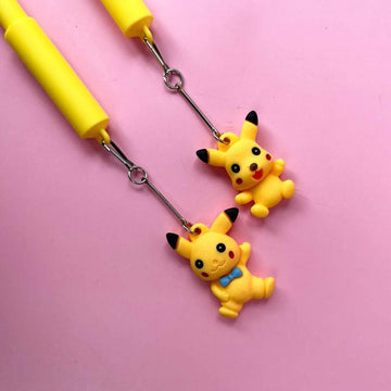 Cute Cartoon Pikachu Face Keychain with Pen