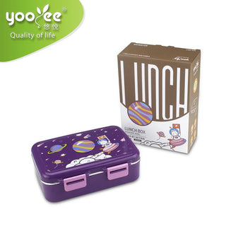 Thermal Insulated Leak-proof and Transfer-proof 3 Compartment Space Theme Lunch Box for Kids (550ml) - Random Color