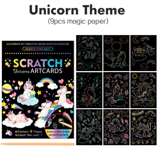 Magic Rainbow Color Scratch Art Painting Paper Card