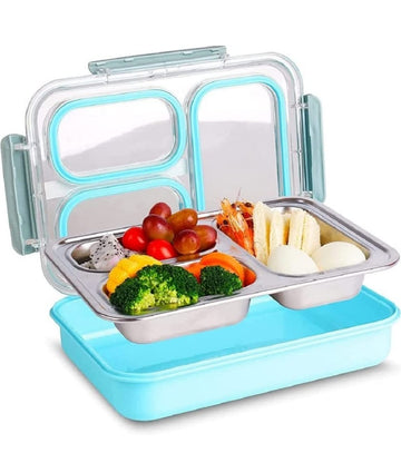 Leak Proof Insulated Stainless Steel Lunch Box With 3 Compartments-1200ml