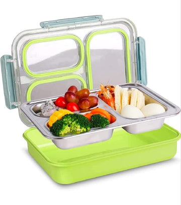Leak Proof Insulated Stainless Steel Lunch Box With 3 Compartments-1200ml