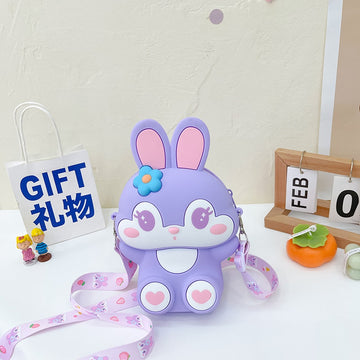 Cute Little Bunny Cute Zipper Sling Bag with Mirror Comb and Keychain