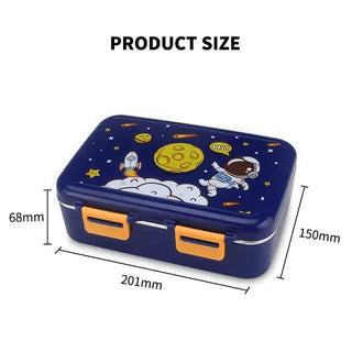 Thermal Insulated Leak-proof and Transfer-proof 3 Compartment Space Theme Lunch Box for Kids (550ml) - Random Color