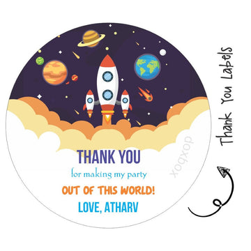Round Thank You Label - Space (24 Pcs)