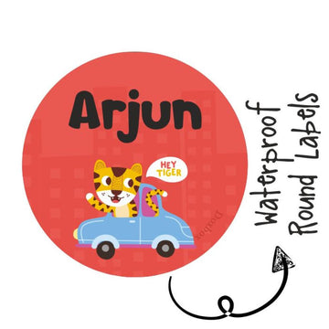 Round Waterproof Labels - Tiger Ride (70 Pcs) (PREPAID ONLY)