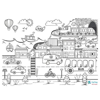 Doodle Placemats Set – VEHICLE Series with A3 Size 2 Transparent Reusable Placemat & 8 set of DIY Marker Pens
