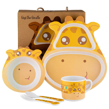 Giraffe Bamboo Fiber 5 Piece Feeding Set - 100% bamboo No Plastic