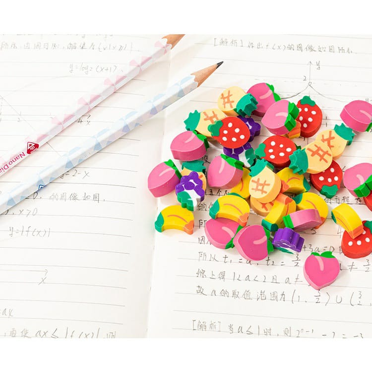 1 Jar of Fruit Erasers for Kids, Eraser Set for Return Gift, Stationary Set for Kids - Random