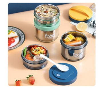 Double Layer Round Stainless Steel Lunch Box 900ml