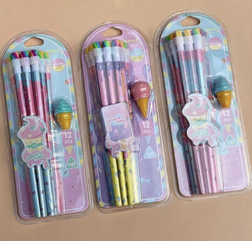 Sweet time wooden Pencil and Eraser combo 12pcs set