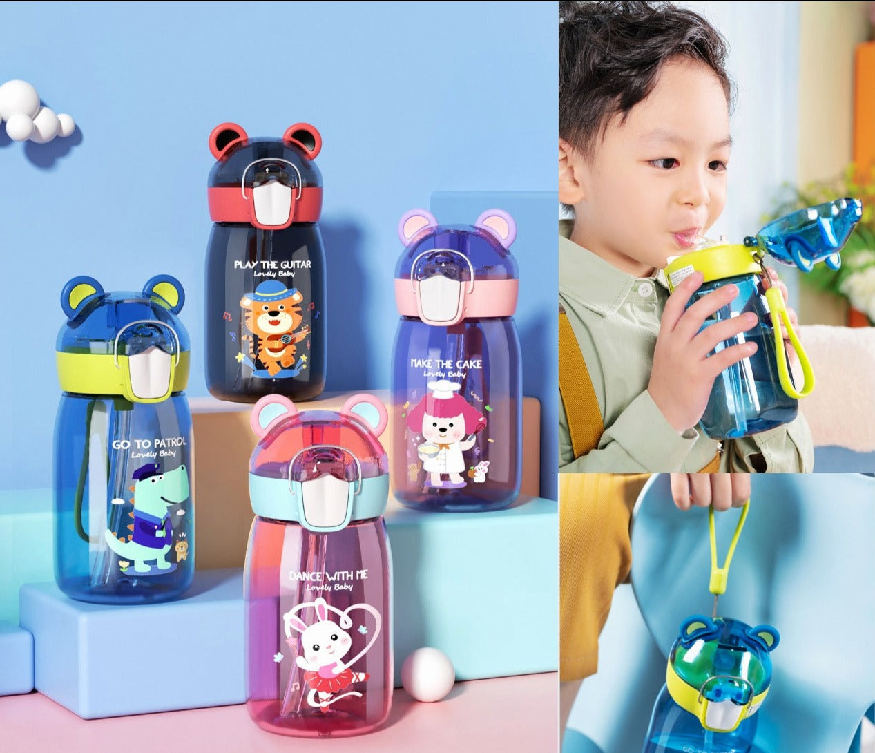 Cute Ear Water Bottle for Kids - (400ml)
