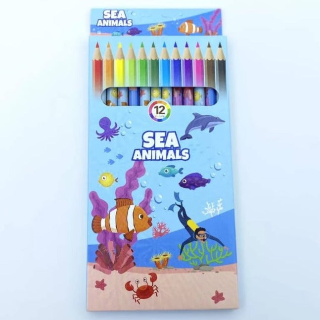 sea animal colour pencils