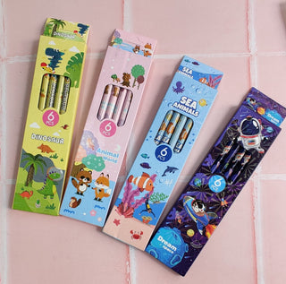 cute cartoon themed pencil /set of 6