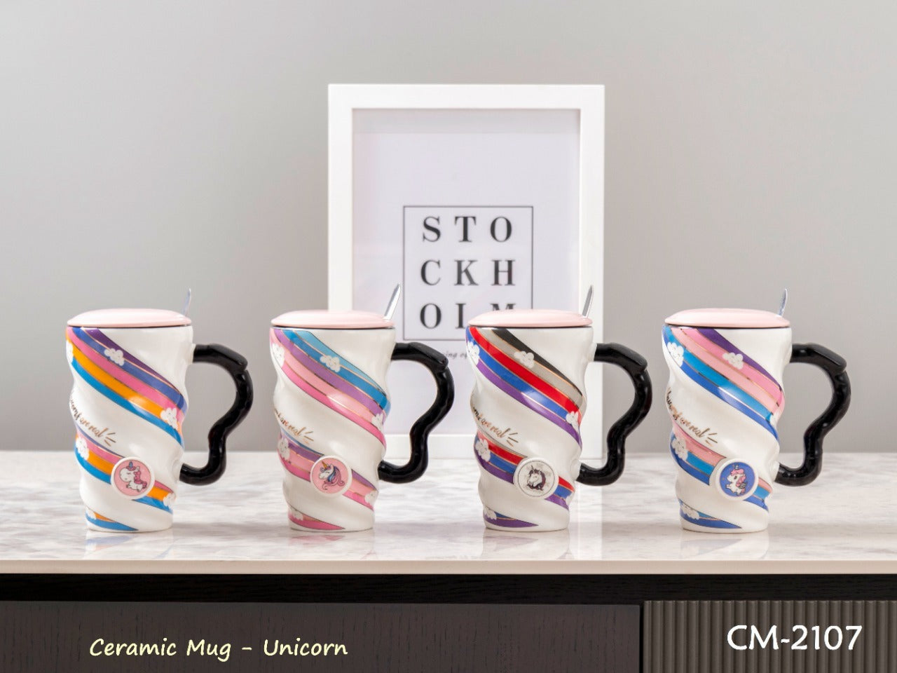 Unicorn / Superhero / Dino Ceramic mug with Lids - Spoon not Included
