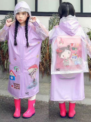 Children Cartoon raincoat Eco-friendly Rainwear Rain Gear with cap