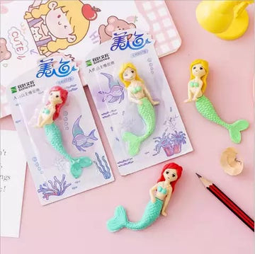 Beautiful Mermaid Ocean Princess Erasers - Set of 2