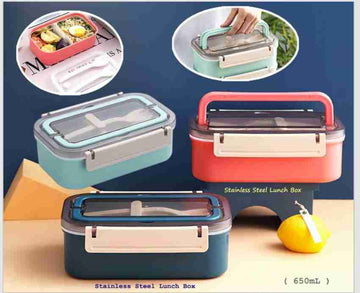 Lunch Box with 2 Compartment and a handle to carry  (650 ml)