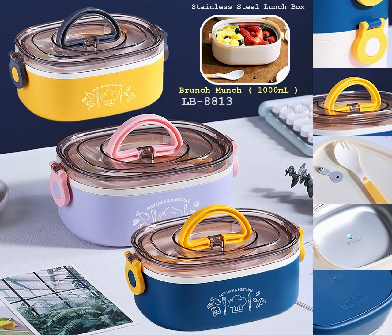 One Compartment Stainless Steel Lunch Boxes Reusable Microwave Safe Fo