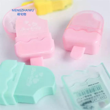 cute Ice cream shaped eraser with Plastic cover - 2pc