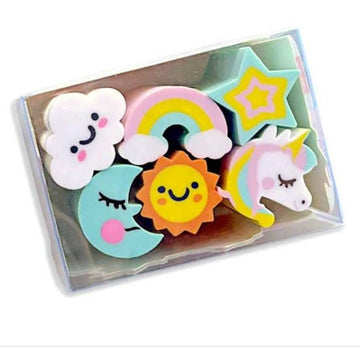 Cutest (Rainbow/ Marine Life) Different Shapes Non-Toxic Eraser( 1 Pack 6 pcs)