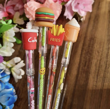 Fast Food pencils With Fancy Toppers( Pack of 2 )