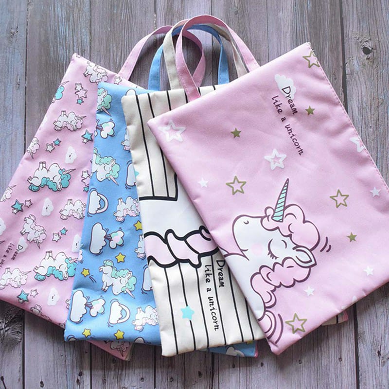 unicorn printed tution bag