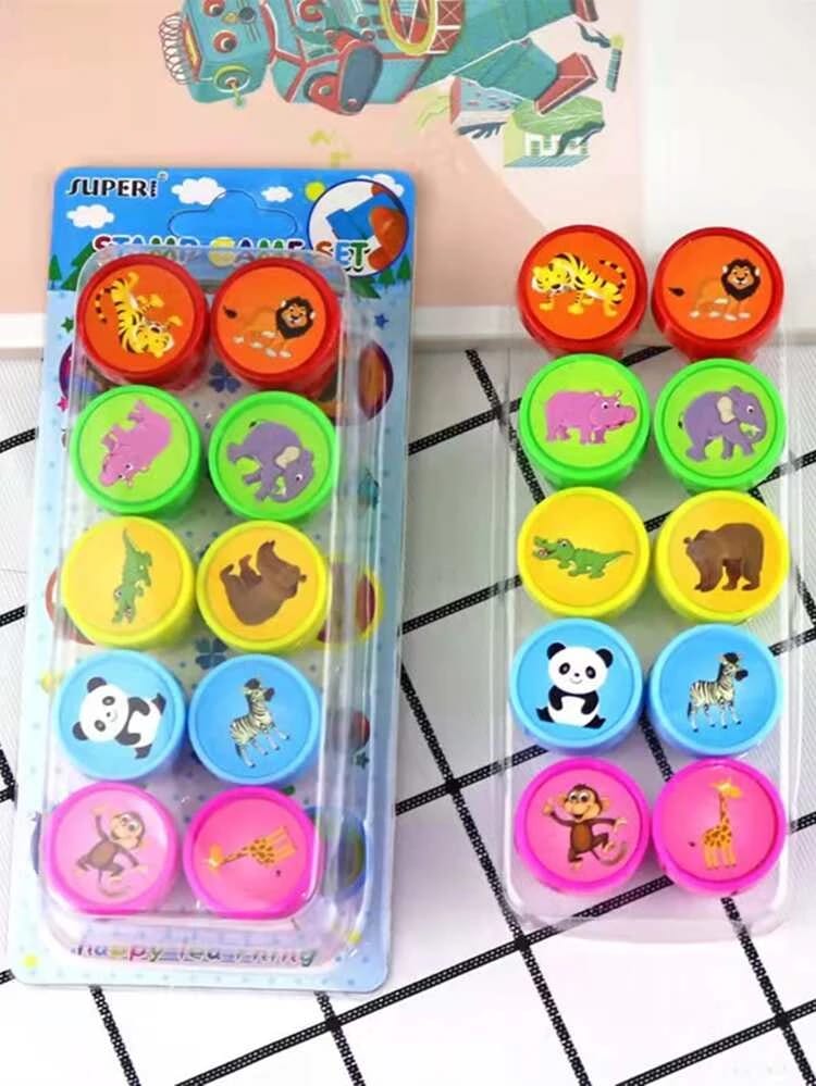 10pcs Unique Cartoon Design Graphic Stamp (Random Design)
