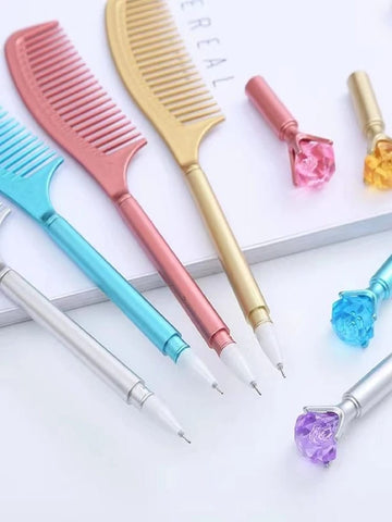 Diamond topper Gel Pen with comb - Random color