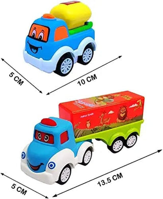 Mini Cartoon Truck and Car Set For Kids (Pack of 5 Vehicles)