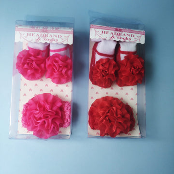 New Born Baby Hairband and Socks Set (Pack of 1) (without box)