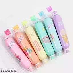 Candy Shape Highlighters | Set Of 6 Unique Shades for Kids ( Random Colour )